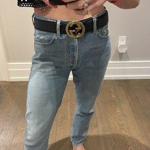 Gucci belt. Black with gold hardware.